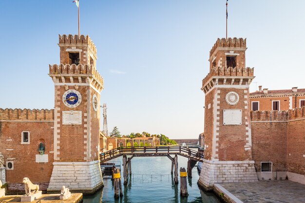 Venice, Italy - Arsenale main entrance with Canal