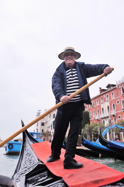 venice italy gondola driver in grand channel