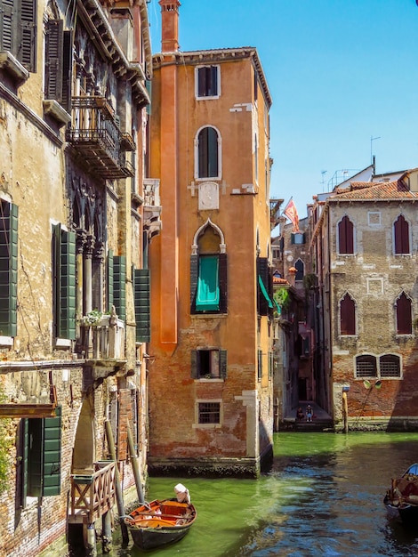 Venice View from water street to old buildings