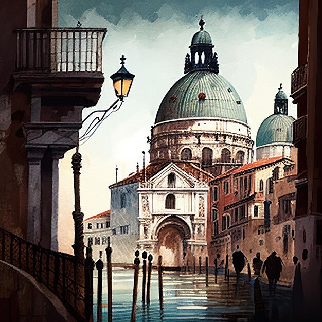 Venice in watercolor style by Generative AI