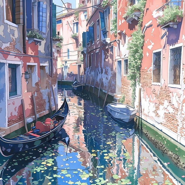 Photo venices quiet canals a rich palette of colors