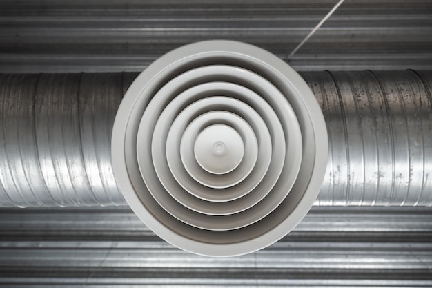 Ventilation and air conditioning shafts on the ceiling in the building