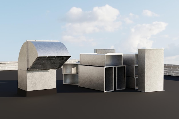 ventilation duct on the roof of the building ventilation 3d