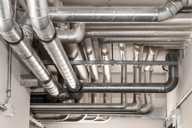 Ventilation Pipes or Ducted Pipe system for Ventilation and Air conditioning on Ceiling.