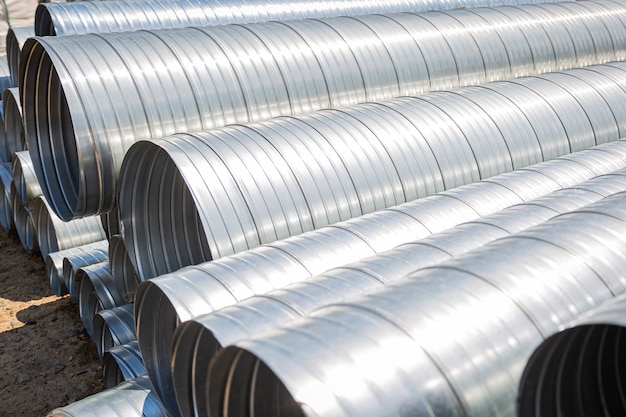 Ventilation steel pipes for construction of air ducts at the warehouse