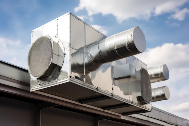 Ventilation system with heat exchanger for warm fresh air created with generative ai