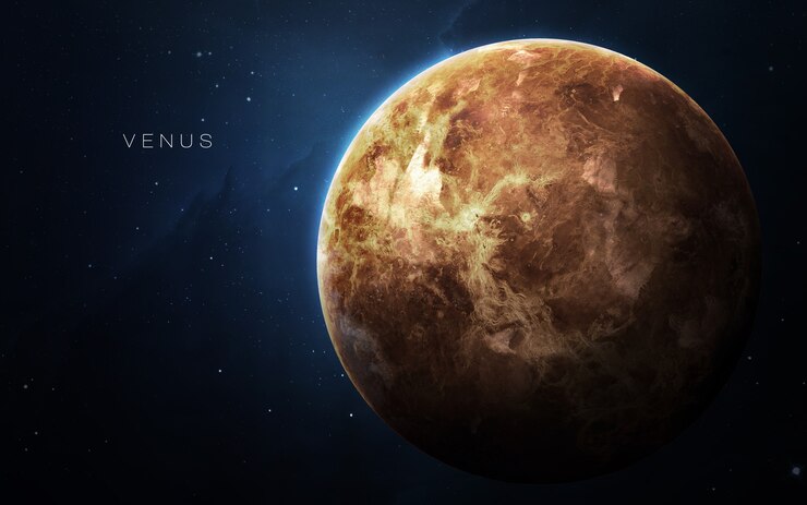Photo venus in the space, 3d illustration. .