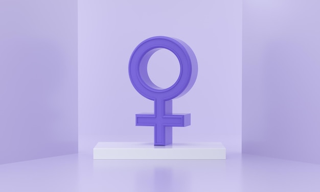 Venus or women sign on a podium and windows light purple background