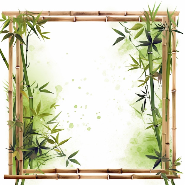 Foto verbazingwekkend bamboe grens frame ontwerp groene bladeren foto ai gegenereerde kunst