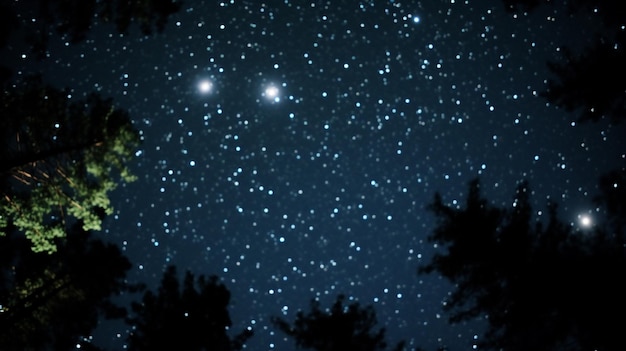 Verbazingwekkend landschap van met sterren bedekte nachtelijke hemel, professionele AI-fotografie, modern cameraperspectief