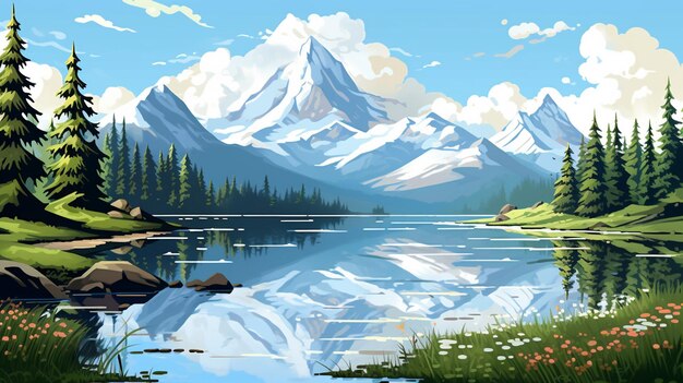 Verbazingwekkend Pixel Art Landschap Een Pixel Art Mountain Vista