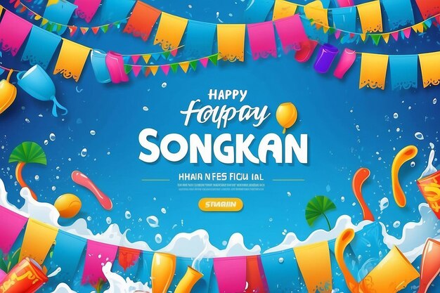 Foto verbazingwekkend songkran festival in thailand deze zomer kleurrijke banners ontwerp achtergrond