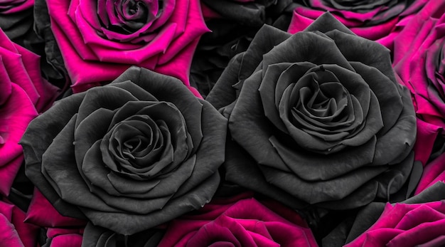 Foto verbazingwekkend zwart roze rozen behang met prachtige details