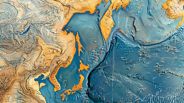 Verbazingwekkende gedetailleerde 3D-weergave van een reliëfkaart van het noordelijk halfrond