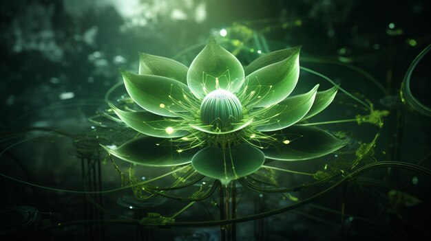 Foto verbazingwekkende groene gloeiende lotus