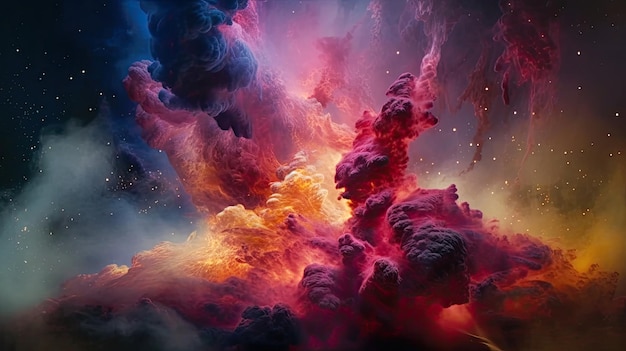 Verbazingwekkende mooie kleurrijke ruimte-explosie Generatieve AI
