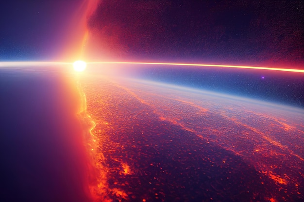 Verbazingwekkende ruimteachtergrond met explosie van het ruimtesysteem