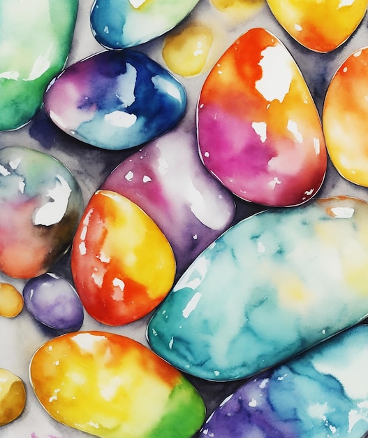 Foto verbazingwekkende veelkleurige stenen achtergrond creatief schilderen op papier hd aquarel afbeelding