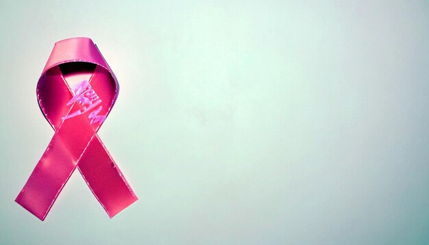 Verbetering van de gezondheidszorg Pink Ribbon en zwarte stethoscoop op gips Omarm de reis naar welzijn