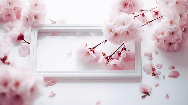 Verbluffend bloemstuk op roze achtergrond AI gegenereerd