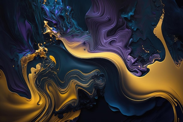 Verbluffende achtergrond met een vloeiend patroon van verschillende tinten blauw De vloeistof lijkt in beweging te zijn en creëert een betoverend effect De blauwe kleur wekt de indruk van water Generatieve AI