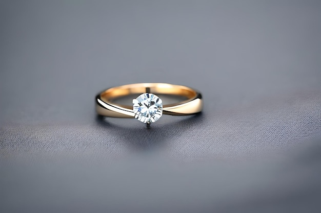 Verbluffende close-up van een enkele trouwring die subtiel met elkaar verweven is om de eeuwige band van liefde en toewijding te symboliseren Sieraden gouden diamanten ring voor verjaardag, valentijn of verloving