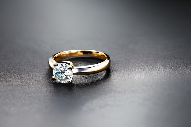 Verbluffende close-up van een enkele trouwring die subtiel met elkaar verweven is om de eeuwige band van liefde en toewijding te symboliseren Sieraden gouden diamanten ring voor verjaardag, valentijn of verloving