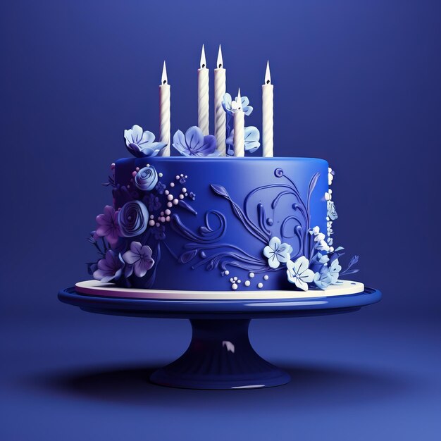 Verbluffende Indigo Blue Cake met hypnotiserende 3D-rendering