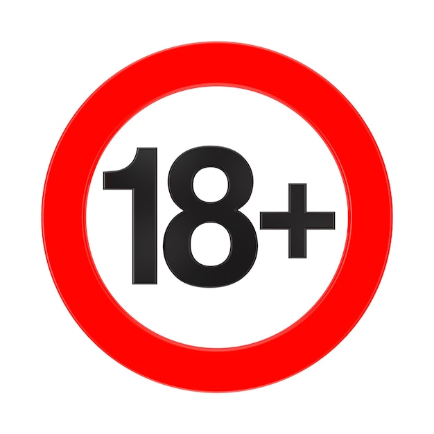 Foto verboden onder de leeftijd van 18 rood teken op een witte achtergrond 3d-rendering