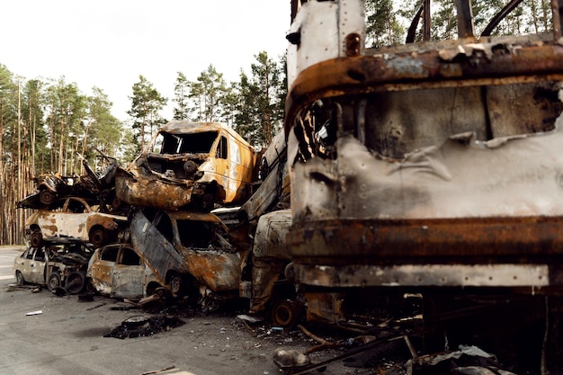 Verbrande auto in oekraïne