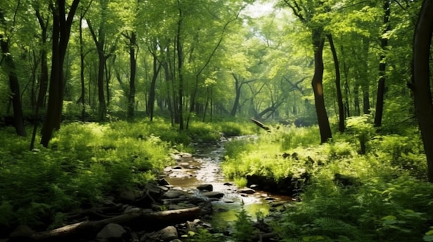 Verdant spring and summer forest