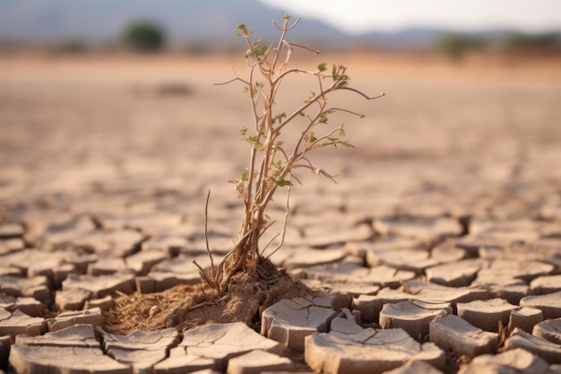 Verdorde plant op droge grond