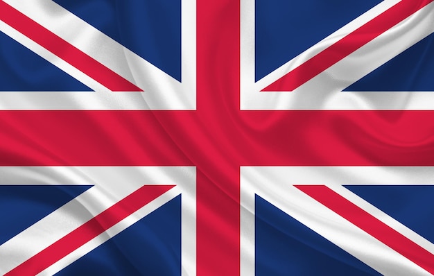 Verenigd Koninkrijk land vlag op golvende zijde stof achtergrond panorama - illustratie