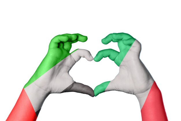Verenigde Arabische Emiraten Italië Hart Handgebaar om een hart te maken