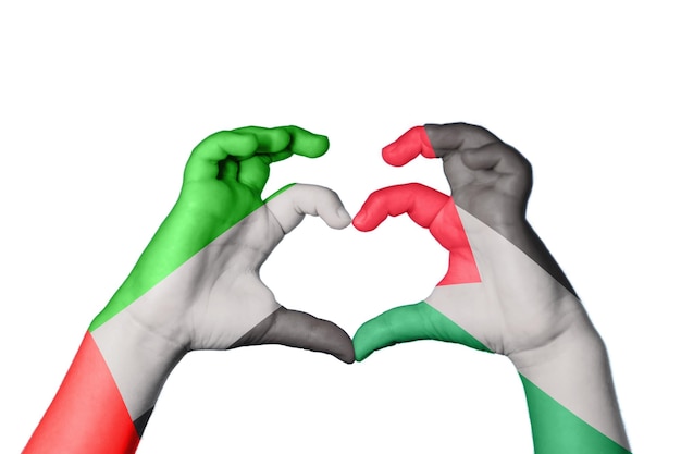 Verenigde Arabische Emiraten Palestina Hart Handgebaar hart uitknippad maken