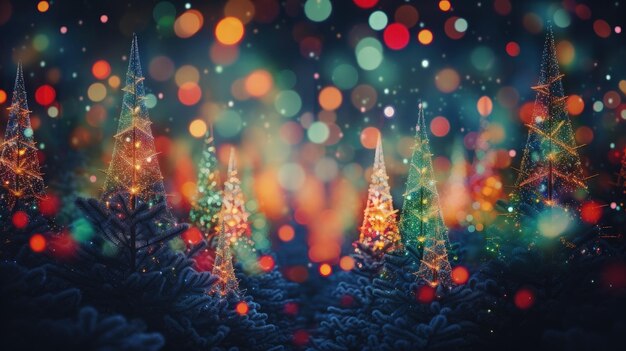 Foto verfocuste kerstboomverlichting