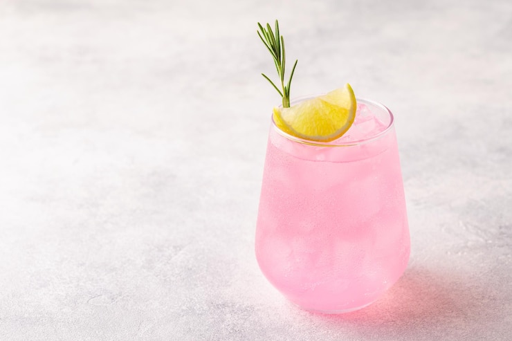 Foto verfrissend roze drankje of cocktail met ijs
