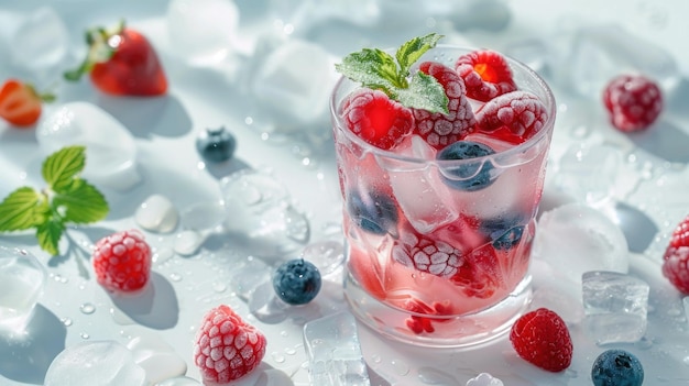 Verfrissend zomerdrank met bevroren bessen en ijs