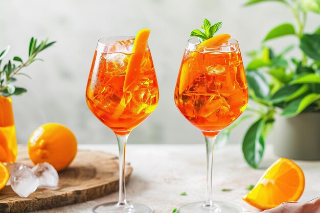 Verfrissende aperol spritz cocktails op een tafel