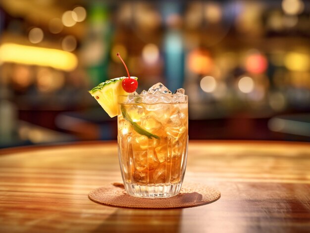 Verfrissende cocktail met een kers garnituur Stock Image voor gemakkelijke toegang en AIgenerated