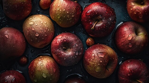 Verfrissende en sappige appels naadloze achtergrond met glinsterende waterdruppels