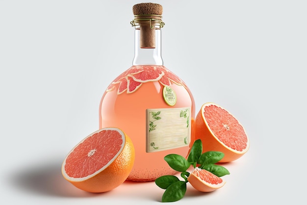 Verfrissende grapefruitdrank in glazen fles Generatieve AI illustratie