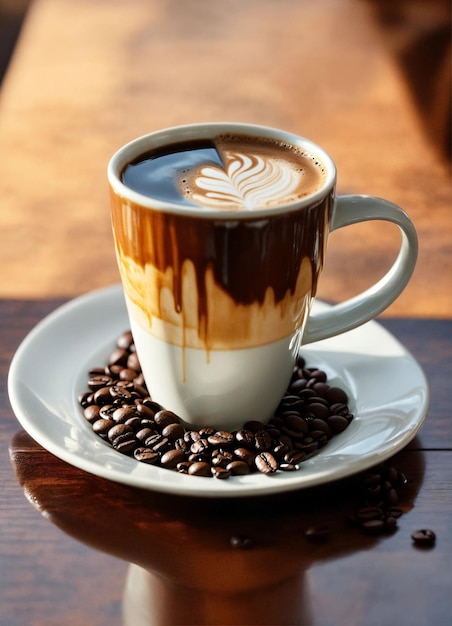 Foto verfrissende latte koffie in een wit glas