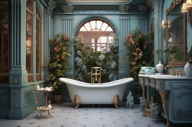 Verfrissende moderne badkamer ochtendspiegel binnen Genereer Ai