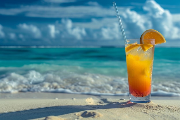 Verfrissende strand cocktail oceaan Genereren van AI