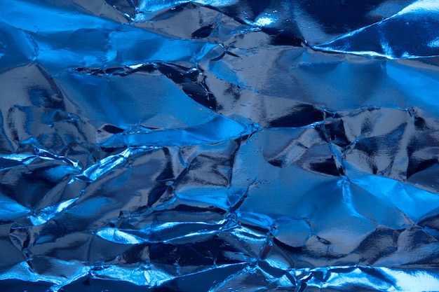 Verfrommeld blauwe folie papier textuur