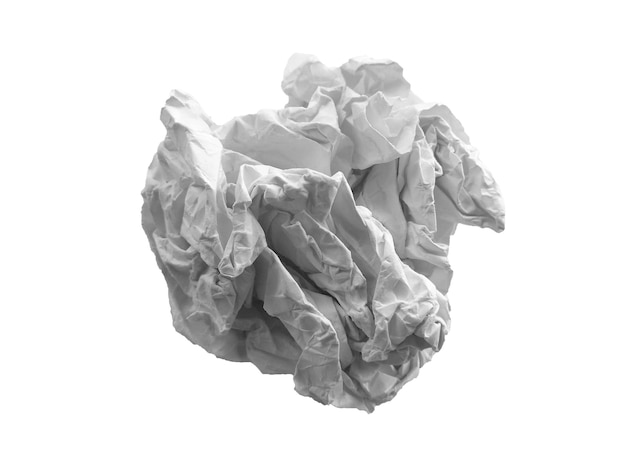 Verfrommeld papier textuur Verfrommeld papier geïsoleerd op een witte achtergrond