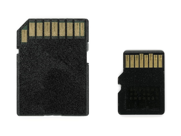 Foto vergelijking van sd- en micro sd-geheugenkaarten