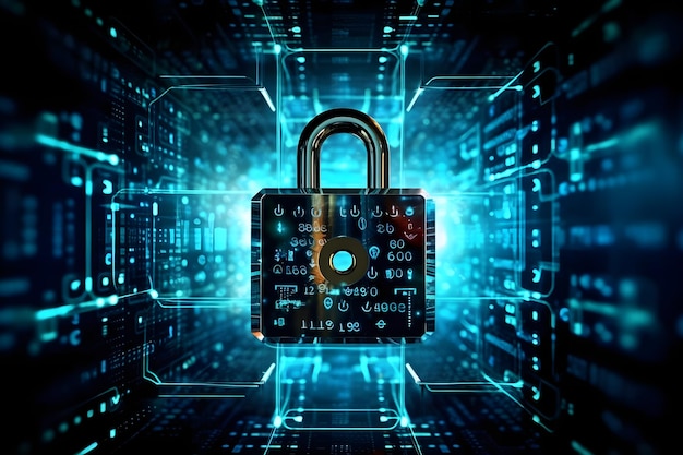 Vergrendelingspictogram en internetnetwerkbeveiligingstechnologie