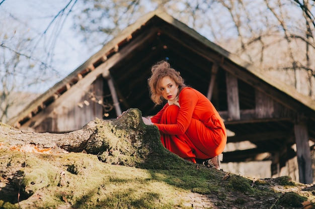 Verhaal. fantastisch roodharige meid in een mysterieus bos